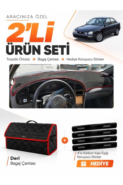 e-biz Kia Shuma (1995-2003) Compatible Torpedo Cover + Leather Luggage Bag + ...