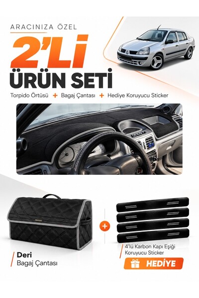 e-biz Renault Clio Symbol Ali̇ze (2002-2008) Compatible Torpedo Cover + Leath...