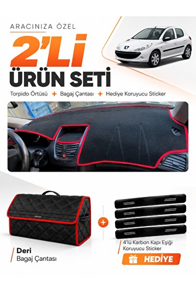 e-biz Peugeot 206+ (2009-2013) Compatible Dashboard Cover + Leather Trunk Bag...