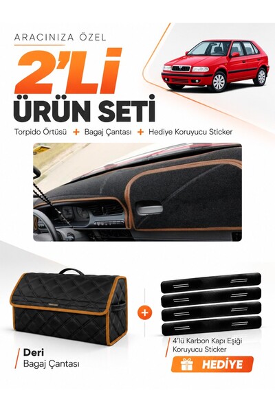 e-biz Skoda Felicia (1994-2001) Compatible Dashboard Cover + Leather Trunk Ba...
