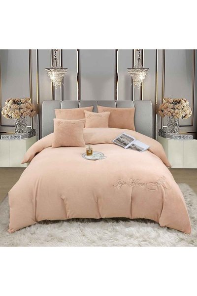 JOJO HOME Set lenjerie de pat cu broderie, blanita de iepure cu fir scurt, pa...