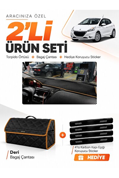 e-biz Peugeot 208 Old Compatible Torpedo Cover + Leather Luggage Bag + Sticke...