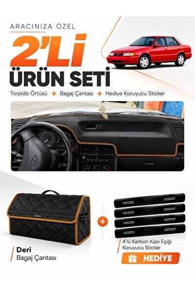 e-biz Hyundai Excel (1989-1994) Compatible Glove Box Cover + Leather Trunk Ba...