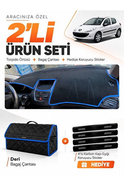e-biz Peugeot 206+ (2009-2013) Compatible Dashboard Cover + Leather Trunk Bag...