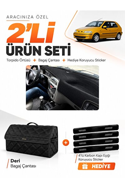 e-biz Fiat Palio (1999-2005) Compatible Glove Box Cover + Leather Trunk Bag +...
