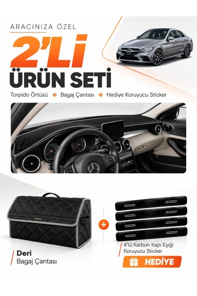 e-biz Mercedes W205 C-Class (2018-2021) Compatible Dashboard Cover + Leather ...