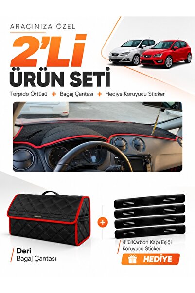 e-biz Seat Ibiza (2008-2017) Compatible Glove Box Cover + Leather Trunk Bag +...