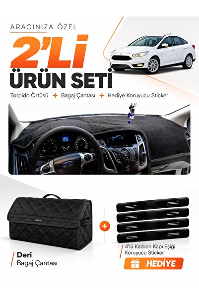 e-biz Ford Focus 3.5 Sedan (2014-2018) Compatible Dashboard Cover + Leather T...