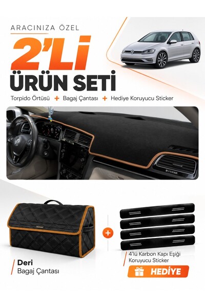e-biz Volkswagen Golf 7 (2012-2020) Compatible Glove Box Cover + Leather Trun...