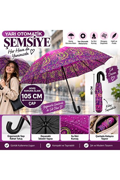TREND Desenli Şemsiye – Şık Desenli, Geniş Koruma Alanlı Kadın Yağmur Şemsiye...