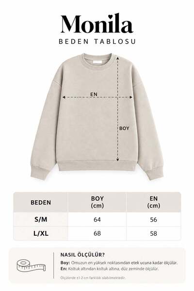 Monila Kadın Premium Kumaş 3 İplik Kiraz Baskılı Sweatshirt