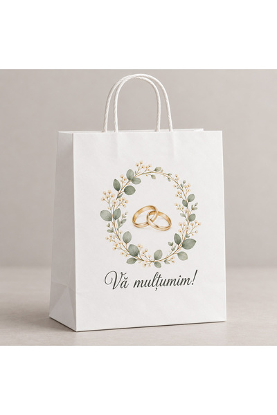 FastPack Sacoșe nunta 18x8x22 cm din hârtie albă- set 50 buc -Rings