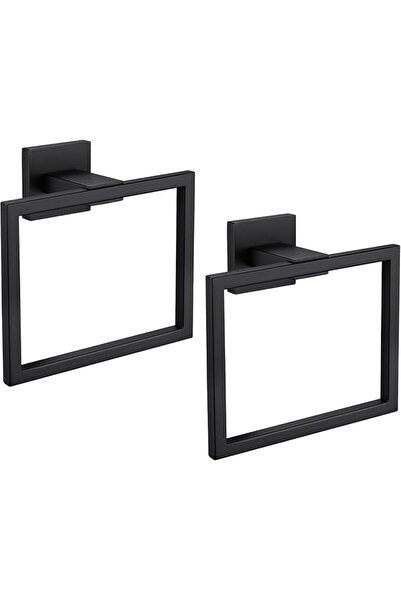 Yelajoy Matte Black Square Hand Towel Rings for Bathroom Wall Mount – 304 Sta...