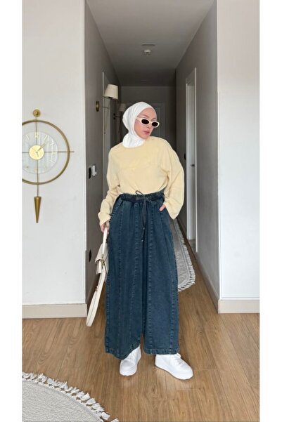 AST Kadın Oversize Cepli Lastikli Bağlamalı Geniş Paça Pantolon