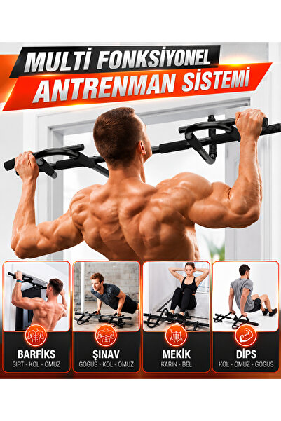 Tisul MFT09 Kapı Üstü Barfiks Demiri Çok Fonksiyonlu Şınav Mekik Dips Pull Up Ev Tipi Spor Aleti