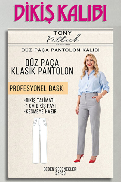 Tony Patteck Düz Paça Klasik Pantolon (PT6) - Hazır Dikiş Kalıbı (34-58 Beden...