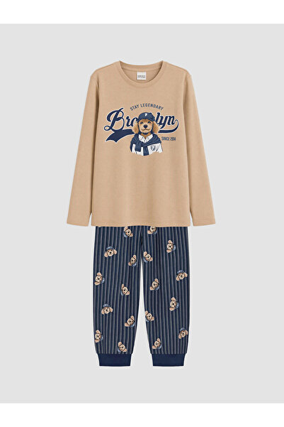 LC Waikiki Rmz Gi̇yi̇m Farkiyla Printed Boys' Pajama Set