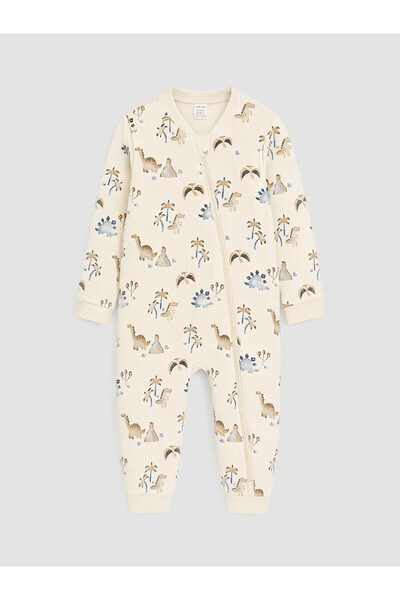 LC Waikiki Nevavm Farkıyla Lcw Baby Ecru Combed Cotton Printed Long Sleeve Ba...