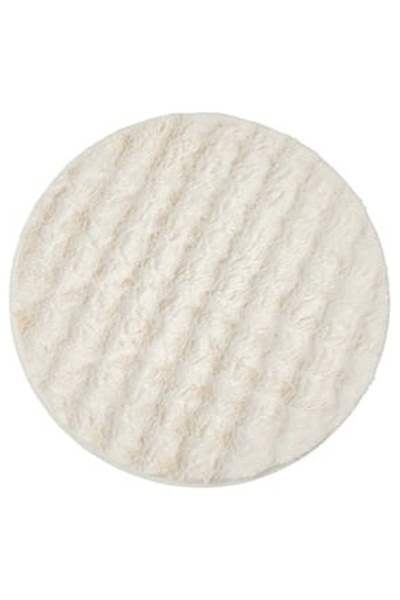 OEM Round Decorative Rug Ecru Faux Fur with Patterned Ø90cm