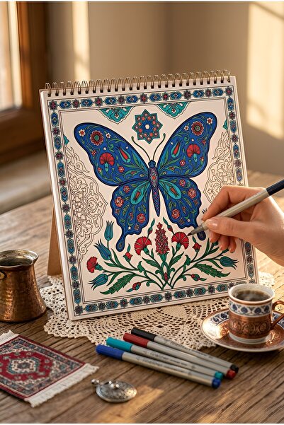 M&H Coloring Turkish Motifs Coloring Book - 21X21 cm Coloring Book / for Children and Adults / Relaxing / Hobby / Stress Relief / Enjoyable Coloring Pages