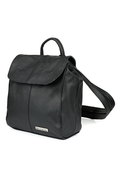 Beltimore Rucsac de damă negru din piele cu clapetă, uni S41