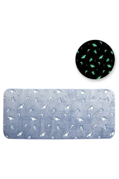 OEM Decorative Faux Fur Rug Blue with Fluorescent Space Pattern 140x60cm