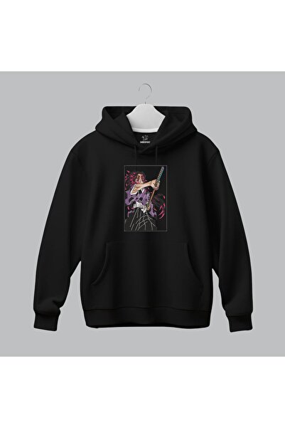 KEYFHOME Kokushibo Demon Slayer Anime Hanorac cu glugă brodat unisex