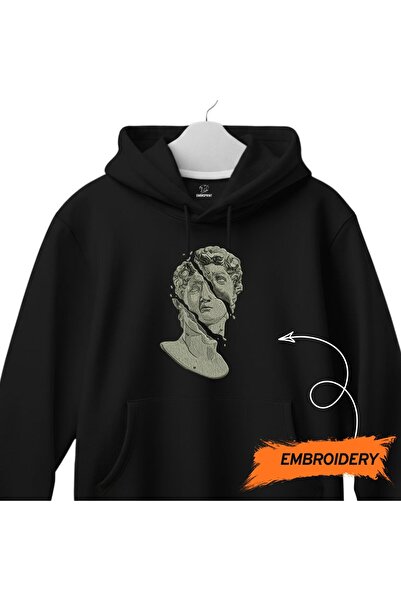 KEYFHOME Statuia David Broken Bust Art Embroidery Hoodie Unisex