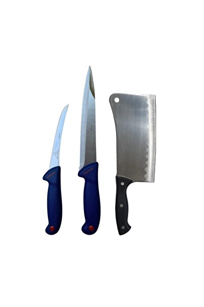 OEM Set profesional de măcelar RTK3-Albastru, cuțite pentru sacrificare și de...
