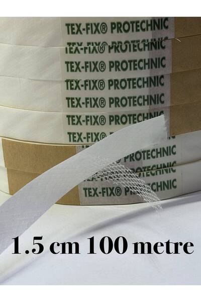 1.5 cm 100 metre Çift Taraflı Yapışkan Tela- Amerikan Tela - Etek Paça Telası 1 Adet Tex-Fıx Protechnıc (kağıtlı)