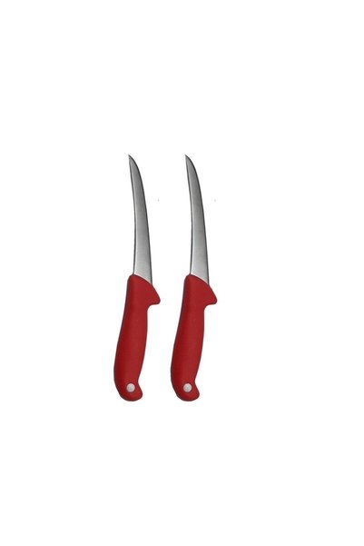 OEM Set profesional de măcelar, constând din 2 cuțite pentru dezosat, satâr de 800 grame și mănușă anti-tăiere mărimea L, plasă din oțel inoxidabil, roșu.