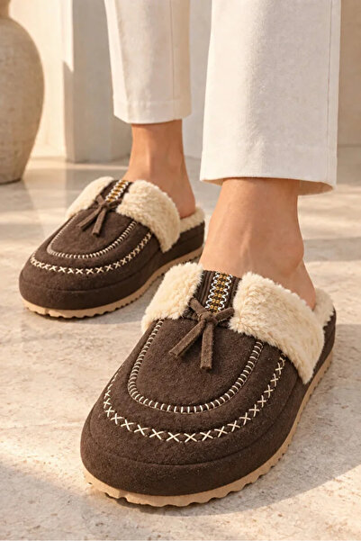 Behtah Kundura Women's Suede Moccasin Furry Luxurious Plush Warm Silent Sole ...
