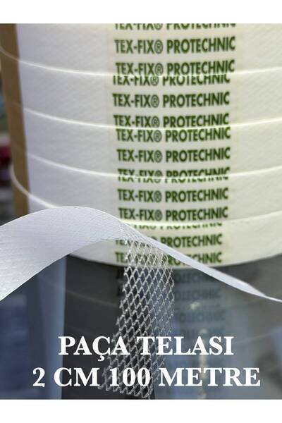 Paça Telası - Çift Taraflı Yapışkan Tela 100 Metre - Eni 2cm Ütüyle Yapışan Kağıtlı