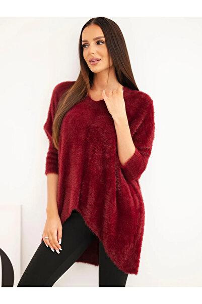 Kesi Pulover de damă mărimi mari, oversize, cu decolteu în V, pufos, lejer, b...