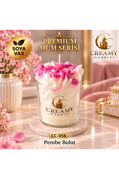 pembe bulut Premium Dekoratif Kokulu Mum