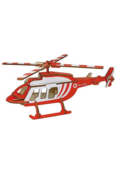 ETOY Macheta elicopter de salvare din lemn, un puzzle 3D educativ pentru cons...