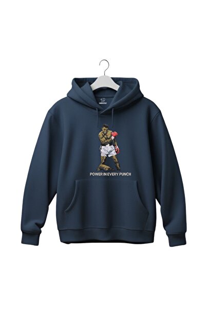 KEYFHOME Hanorac unisex cu glugă și broderie Boks, cu putere în fiecare lovitură