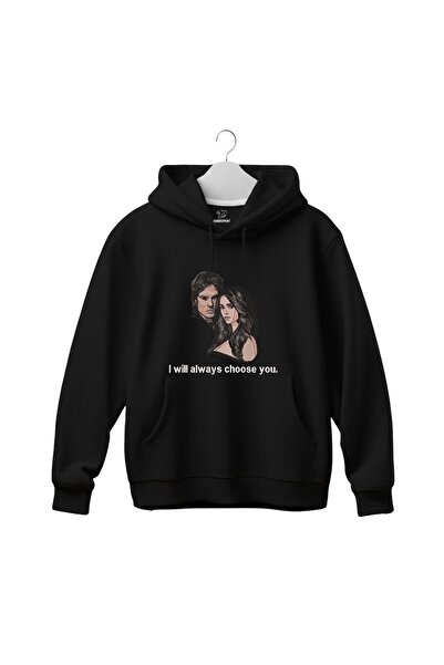 KEYFHOME Hanorac unisex cu glugă, brodat, The Vampire Diaries - Te voi alege ...