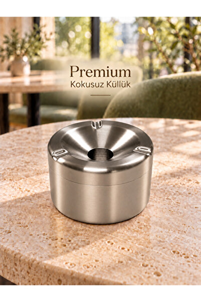 MARI MARA Premium Metal Kapaklı Kokusuz Küllük – Açık ve Kapalı Mekân Kullanı...