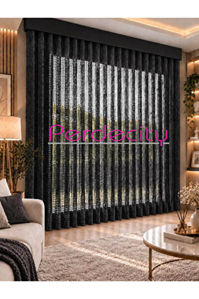 PERDECITY Luxury Mesh Black Tulle Curtain, Modern and Aesthetically Pleasing,...