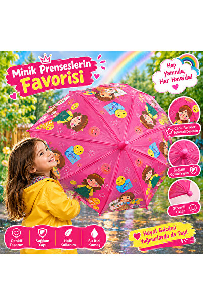 Genel Markalar Pembe Balerin Ressam Baskılı Plastik Kılıflı Trend Çocuk Şemsi...