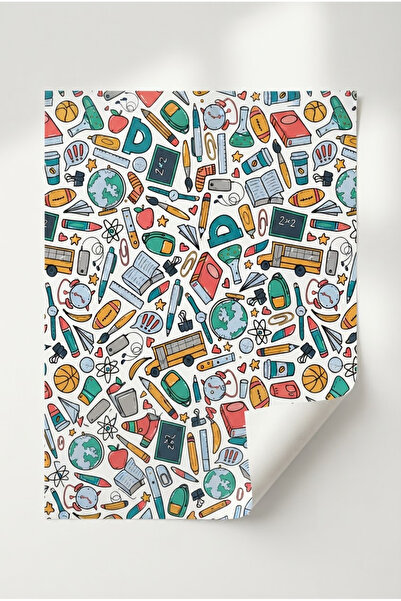 CREAPACK Okul Temalı Defter Kaplama ve Hediye Paketleme Kağıdı, 35x50 cm