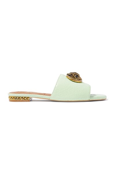 Kurt Geiger Pastel Green Chelsea Flat Sandals - Elegant and Stylish