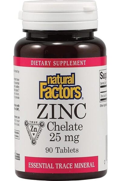Natural Factors سليلات الزنك، 25 ملغ، 90 قرص