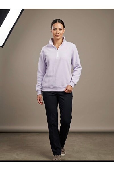 BIRKESEN High Collar Half-Zip Oversize Sweatshirt - White (with a Slight Lila...