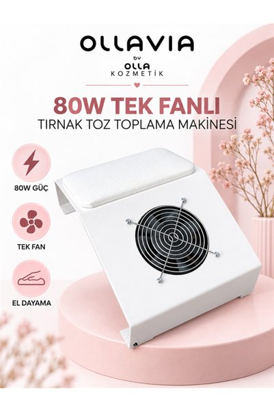 OLLAVIA 80W Tek Fanlı Tırnak Toz Toplama Makinesi – Ekstra Güçlü Protez Tırna...