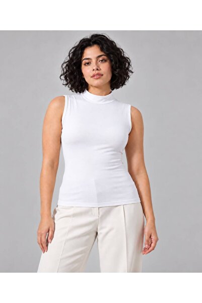DİES KADIN KOLSUZ YARIM BALIKCI LİKRALI SIFIR KOL BOGAZLI BADİ - BODY TSHIRT