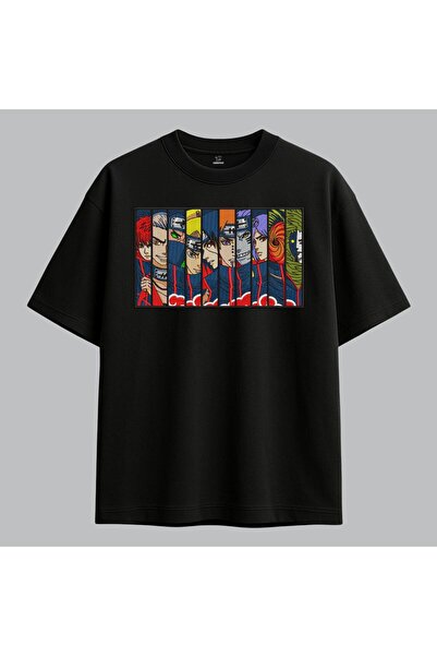 KEYFHOME Tricou brodat Akatsuki Naruto Anime, unisex, 100% bumbac