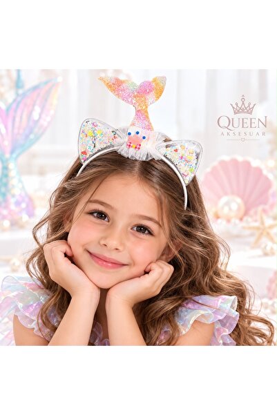 QUEEN AKSESUAR Bela sirena repa, pokretna šljokica, mačje uši, kruna, svetluc...