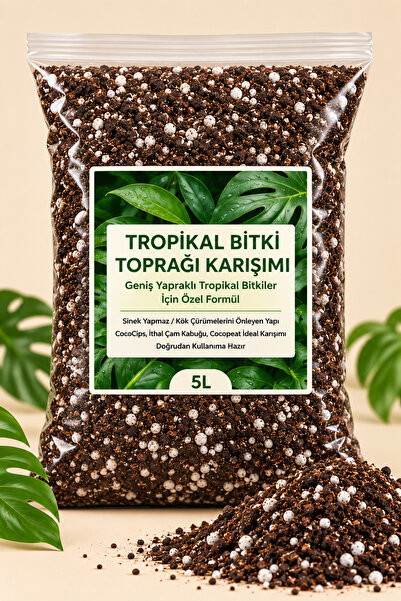 10 Litre - Tropikal Bitki Toprağı Monstera - Alocasia - Schefflera Için Sinek Yapmayan Formül